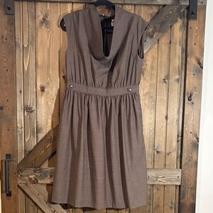 Cove Brown Sleeveless Cowl-Neck Midi Dress
